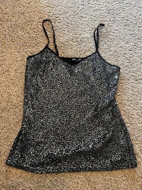 Express black and Silver Sequin Spaghetti Strap Tank Top size small